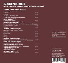 Album "Golden Jubilee": Werke von Bach, Böhm, und mehr. Musiker: Yarno Missiaen, Bart Naessens. Enthält Orgelstücke.