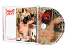 CD-Hülle mit dem Text: "dirty rhymes and psychotronic beats". Bild mit zensierter Szene und Werkzeugen.