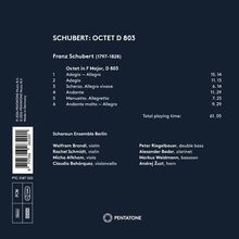 "Schubert: Octet D 803" von Franz Schubert. Stücke und Zeiten aufgelistet. Ausgeführt von Scharoun Ensemble Berlin.