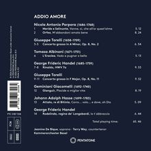ADDIO AMORE, Sammlung klassischer Werke von Porpora, Torelli, Albinoni, Handel, Giacomelli, Hasse. Gesamtzeit: 65:46.