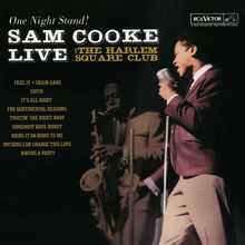 Albumcover mit Titel: "One Night Stand! Sam Cooke Live at the Harlem Square Club". Hintergrund: Sänger mit Mikrofon.