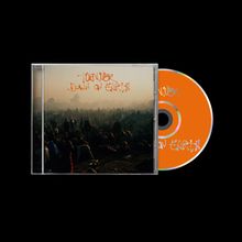 "Turnover - Down on Earth" in orange Schrift. Menschenmenge auf einer Wiese bei nebligem Wetter. CD in Hülle sichtbar.