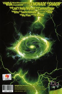 Titelliste in leuchtendem Gelb, darunter ein futuristisches Auge in leuchtend grüner Energie.