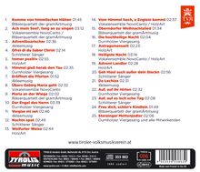 Eine Liste mit 25 Musikstücken, darunter Titel wie "Komme von himmlischen Höhen" und "Ach mein Seel', fang an zu singen". Oben rechts ist ein rotes Logo mit den weißen Buchstaben "TVM". Unten stehen www.tiroler-volksmusikverein.at und Kontaktinformationen von TYROLIS.