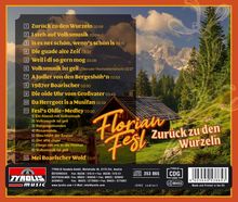 "Zurück zu den Wurzeln" von Florian Fesl. Titel und Zeiten enthalten. Hintergrund: Berghütte vor Bergen und Wäldern. Logo unten links.
