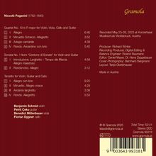 "Niccolò Paganini (1782-1840). Quartet No. 10 für Violine, Viola, Cello und Gitarre. Produzent: Richard Winter. Hergestellt in Österreich."