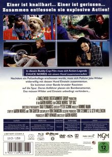 **Oben:** "Einer ist knallhart... Einer ist gerissen... Zusammen entfesseln sie explosive Action!"

**Mitte:** Szenen mit einem Hund und Menschen in verschiedenen Situationen.

**Unten:** Filminfos über Chuck Norris in einem Buddy-Cop-Film mit einem Hund. FSK 12.