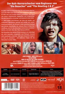 Roter Hintergrund mit Bildern von einem schreienden Mann, einer schreienden Frau und weiteren Szenen. Text beschreibt Horrorfilm.