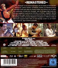 Text: "REMASTERED. Das 'Pentangle' ist eine Geheimorganisation... fordert sie ihn. Doch der 'Jäger' versteht zu kämpfen."
Illustration: Action-Szenen mit bewaffneten Männern und Kampfszenen. FSK 16 Logo.