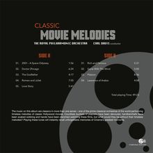 Titel: Classic Movie Melodies. Links: Stücke von "2001 – A Space Odyssey" bis "Love Story", rechts: "Rich and Famous" bis "Lawrence of Arabia".