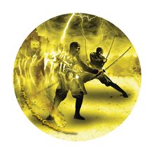 Text: "From the Wu-Tang: Legend Continues Collection." Zwei Kämpfer mit Schwertern und ein Tiger, umgeben von Blitzen.