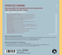 Paul Sartorius (1569-1609): Geistliche Chorwerke "Spiritus Domini", CD