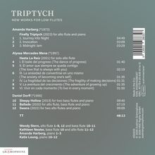 TRIPTYCH: New Works for Low Flutes. Komponisten: Amanda Harberg, Alyssa Mercedes Mena, Daniel Dorff. Darbietende Musiker: Wendy Stern, Kathleen Nester, Amanda Harberg, Katie Leung.