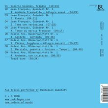 Nummern und Titel mit Zeiten, z.B. "01 Valerie Coleman, Tzigane (10:04)". Blaues quadratisches Design mit Logos und Schrift.