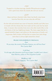 Texte im Bild: "1901, Isabella Winterbourne, 2011, Libby Slater, PRAISE FOR KIMBERLEY FREEMAN." Unten: Küstenlandschaft, Logo.