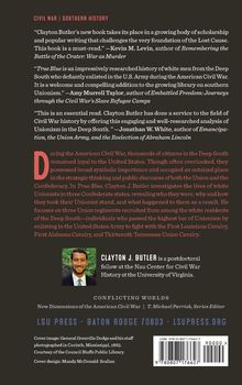 "Civil War | Southern History" und Zitate empfehlen ein Buch über Unionismus im Bürgerkrieg von Clayton Butler. Unten: Autorinfo.