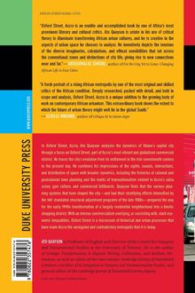 "Oxford Street, Accra" betont urbanen Wandel in Ghana durch kritische Analyse. Enthält Lob von ABDOUMALIQ SIMONE und ACHILLE MBEMBE.