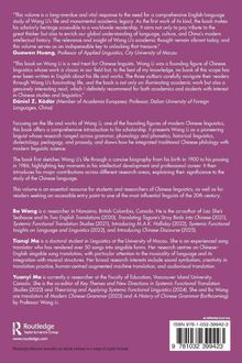 Reviews und Beschreibung eines Buchs über Wang Li, einen Pionier der modernen chinesischen Linguistik. Autoren: Bo Wang, Tianqi Ma, Yuanyi Ma. Logo von Routledge unten links.