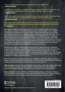 Zitate von Barbara Oakley, Natalie Wexler, Zaretta Hammond, Doug Lemov. Buchbeschreibung: Lehrerentwicklung, Expertise. Autoren: Nidhi Sachdeva, Paul A. Kirschner. Routledge Logo unten links.