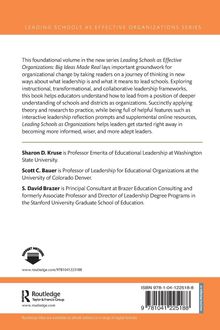 Texte: "LEADING SCHOOLS AS EFFECTIVE ORGANIZATIONS SERIES", Buchbeschreibung, Autoren: Sharon D. Kruse, Scott C. Bauer, S. David Brazer. Unten links Logo, unten rechts Barcodes.