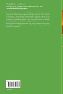 Grünes Buchcover, oben "Methods and Protocols in Food Science", Titel: "Classic and Novel Sensory Analysis".