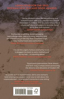 Texte beschreiben ein Buch, das für die Ockham New Zealand Book Awards 2025 nominiert wurde. Das Design ist punktiert.