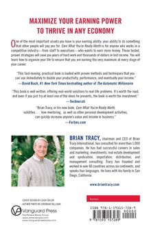 Text oben in Großbuchstaben: "MAXIMIZE YOUR EARNING POWER TO THRIVE IN ANY ECONOMY." Cover-Text auf Englisch mit Bild von einem lächelnden Mann in grauem Pullover.