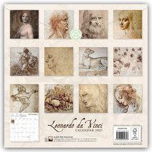"Leonardo da Vinci Calendar 2027". Zwölf Skizzen zeigen Porträts, Tiere und Blumen. Ein Kalendarium für September ist sichtbar.