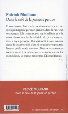 Patrick Modiano: Dans le café de la jeunesse perdue, Buch