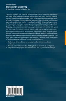 Buchtitel: "Blueprints for Future Living: AI-Driven Urban Innovation and Resilient Cities" von Dimitrios Sgouris. Dunkelblauer Hintergrund.