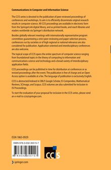 Titel: Communications in Computer and Information Science. Beschreibung von CCIS, Open Access, Indexierung und Kontaktinfo.