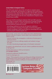 Text oben links: "Lecture Notes in Computer Science" beschreibt Inhalt und Bereich der Publikationen in Informatik.