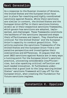 Konstantin K. Oppolzer: The Backbone of Economic Sanctions - Comparing US and EU Sanctions Frameworks, Buch