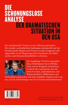 Die schonungslose Analyse der dramatischen Situation in den USA. Text auf rotem Hintergrund. Bild von Mann in Anzug.