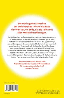 Roter Text auf gelbem Hintergrund: "Die mächtigsten Menschen der Welt bereiten sich auf das Ende der Welt vor..."
