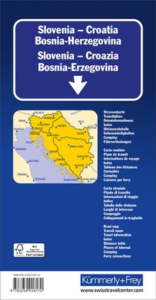 Kümmerly+Frey Strassenkarte Slowenien, Kroatien, Bosnien-Herzegowina 1:500.000, Karten