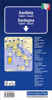 Kümmerly+Frey Regional-Strassenkarte 16 Sardinien 1:200.000, Karten