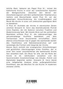 Giovanni B. Cervi: Pius XI: Architekt der Kirche in stürmischen Zeiten, Buch