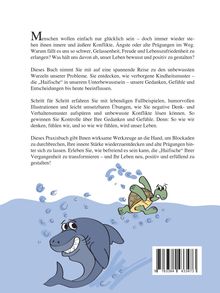 Im Text geht es um innere Konflikte und unbewusste Probleme. Illustration: Ein fröhlicher Hai und eine erschrockene Schildkröte.