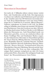 Ernst Probst: Meteoriten in Deutschland, Buch