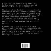 Ein schwarzer Hintergrund mit weißem Text. Beschreibung und Lobpreisung einer Fotosammlung über Ballett. Ein Barcode unten.