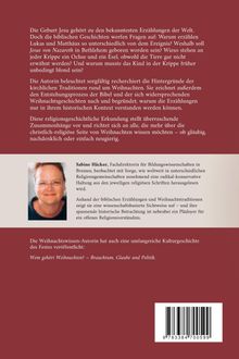 Der Text beleuchtet die Weihnachtsgeschichte kritisch. Unten ein Foto einer Frau, daneben ihr akademischer Hintergrund.
