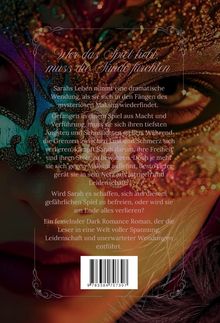 Text: "Wer das Spiel liebt, muss die Sünde fürchten." Hintergrund: Bunte, verzierte Maske, geheimnisvoller Blick.