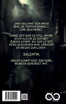 Jana erhält von ihrer Oma eine Puppe. Salentin erwacht und mordet. Dunkle, mystische Szenerie. Unten rechts ein Logo.
