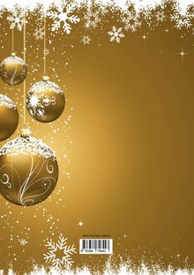 ISBN 978-3-384-74644-3. Goldene Kugeln mit weißen Schneeflocken und Verzierungen. Winterliches, festliches Design.