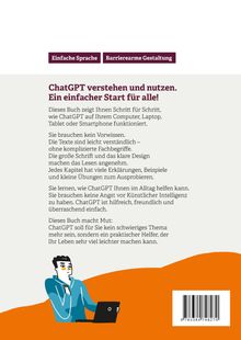 ChatGPT verstehen und nutzen. Ein einfacher Start für alle! Illustration: Person mit Laptop auf orangefarbenem Hintergrund.