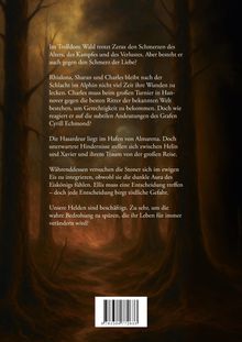 Text über den Mut und Schmerz von Zerax im Trolldom-Wald. Die Gefahren und Entscheidungen der Helden in einer düsteren Waldszene.