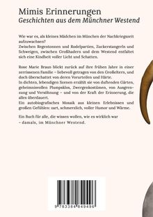"Mimis Erinnerungen: Geschichten aus dem Münchner Westend" mit nostalgischem Text und einem Barcode unten.