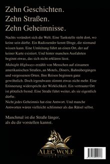 Zehn Geschichten. Zehn Straßen. Zehn Geheimnisse. Alec Wolf Print Logo mit Wolfskopf und goldenem Buch.