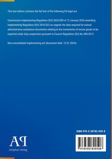 Ein EU-Rechtsakt wird beschrieben, einschließlich Durchführungsverordnung (EU) 2024/289 und ISBN-Nummer unten rechts.